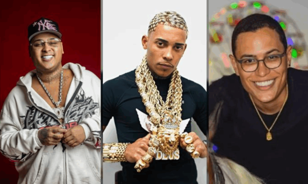 MC Ryan SP (esq.), MC Poze do Rodo e Raphael Sousa (Choquei) Foto: reprodução/redes sociais