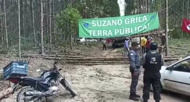 Área da Suzano ocupada Foto: Reprodução/TV Gazeta